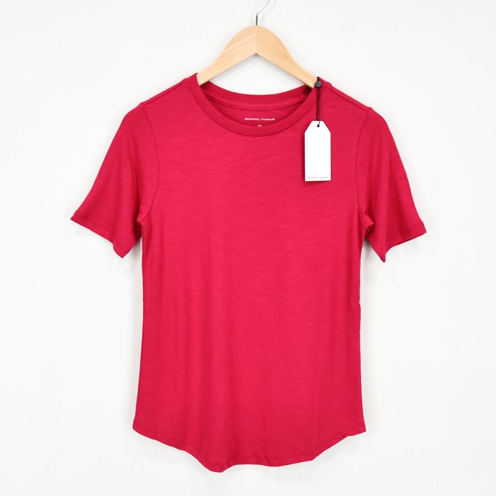 Universal Standard Cotton Modal Crew Neck Tee Pink Size 4XS 0/00 NWT